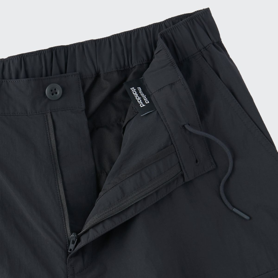 Nylon Wide Shirring Cargo Pants [Dark Gray]