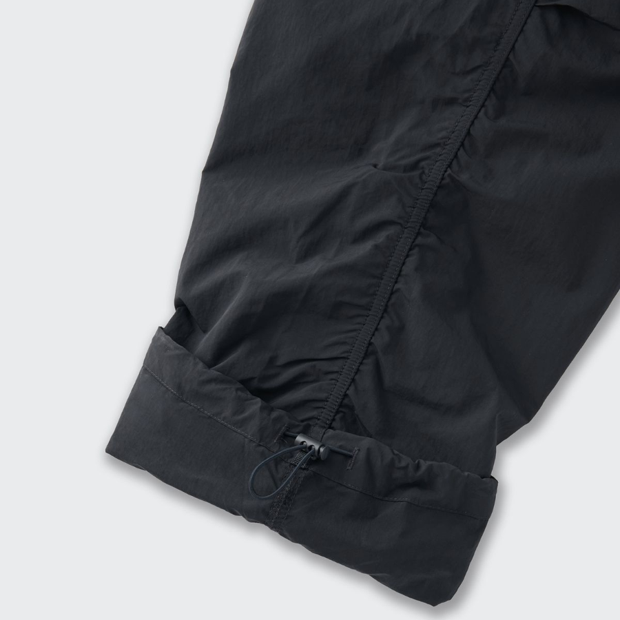 Nylon Wide Shirring Cargo Pants [Dark Gray]