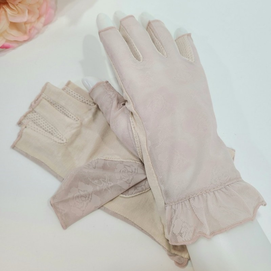 Женские Полуперчатки с Цветочным Кружевом и Фестонами — лёгкая защита от солнца для вождения и повседневных прогулок