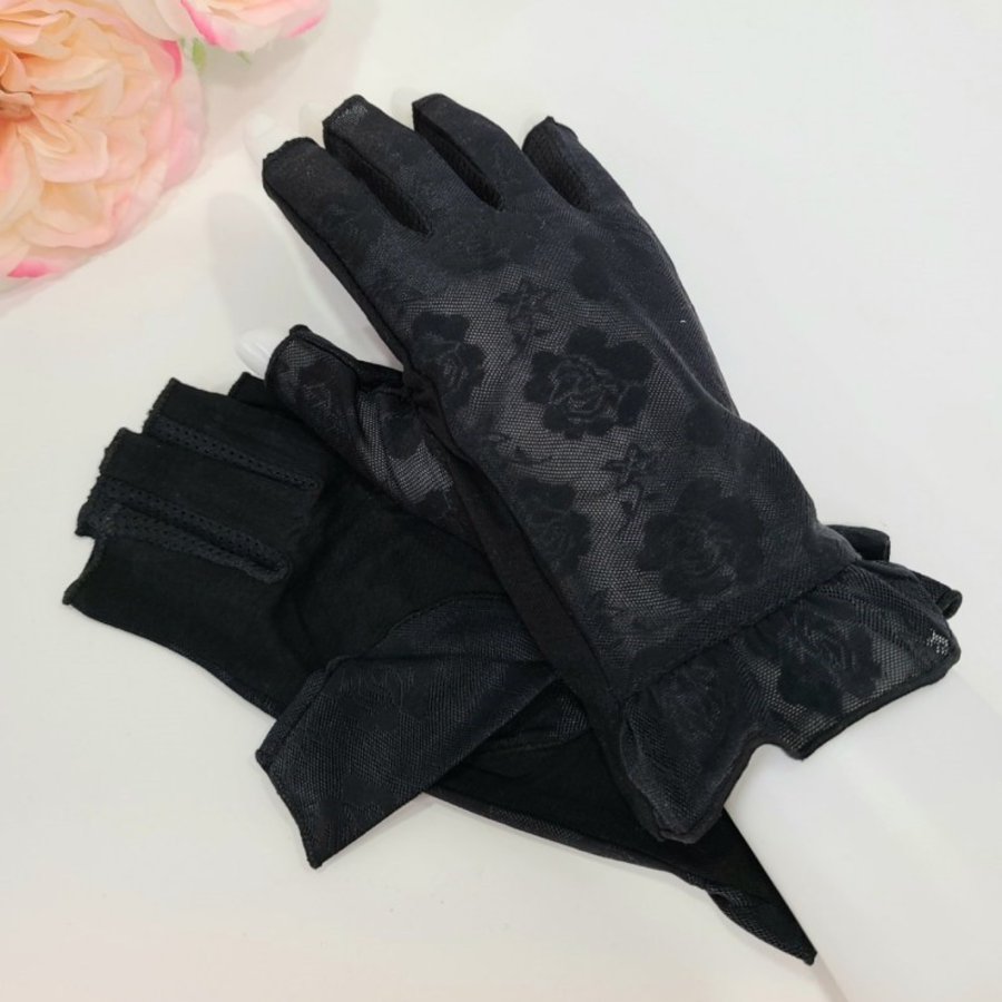 Женские Полуперчатки с Цветочным Кружевом и Фестонами — лёгкая защита от солнца для вождения и повседневных прогулок