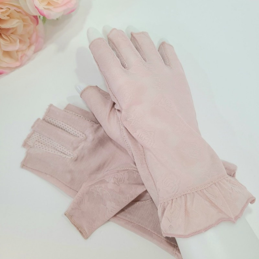 Женские Полуперчатки с Цветочным Кружевом и Фестонами — лёгкая защита от солнца для вождения и повседневных прогулок