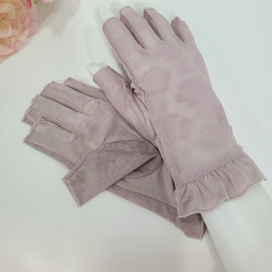 Женские Полуперчатки с Цветочным Кружевом и Фестонами — лёгкая защита от солнца для вождения и повседневных прогулок