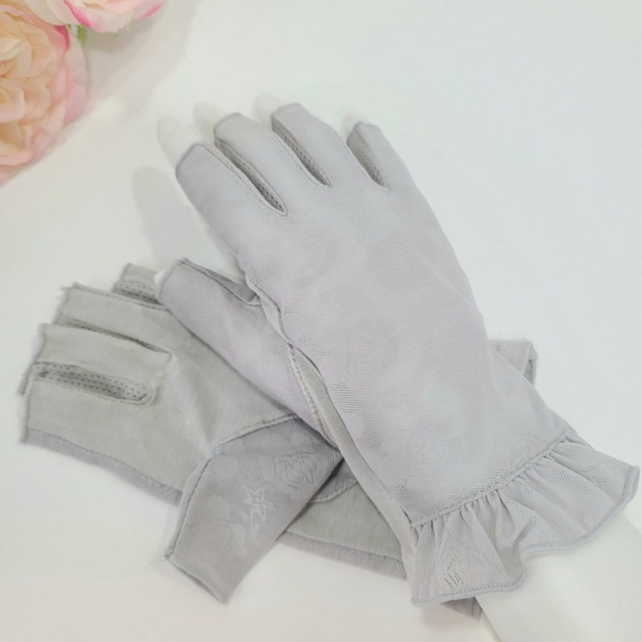 Женские Полуперчатки с Цветочным Кружевом и Фестонами — лёгкая защита от солнца для вождения и повседневных прогулок