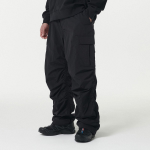 Nylon Wide Shirring Cargo Pants [Black]