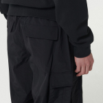 Nylon Wide Shirring Cargo Pants [Black]