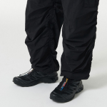 Nylon Wide Shirring Cargo Pants [Black]