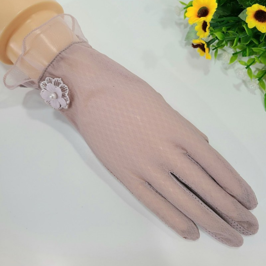 Женские Кружевные Перчатки с Цветочным Декором и Фестонами — утончённая защита от ультрафиолета на каждый день