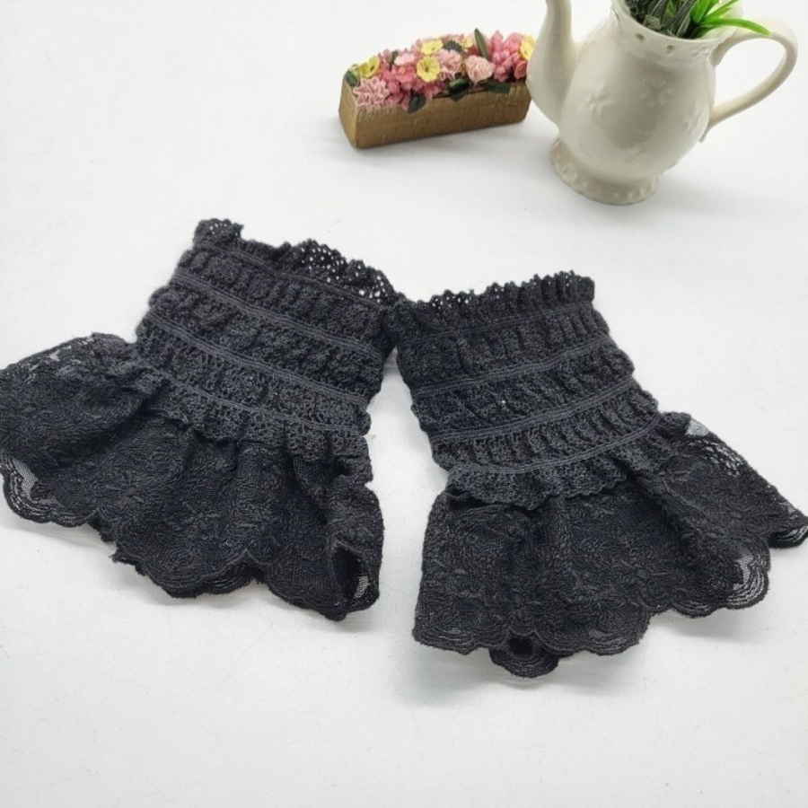 Женские Полурукавники с Цветочным Кружевом и Имитированным Воротничком — утончённый акцент и защита от солнца