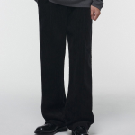 One Tuck Wide Corduroy Banding Pants [Black]