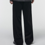 One Tuck Wide Corduroy Banding Pants [Black]
