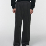 One Tuck Wide Corduroy Banding Pants [Dark Gray]