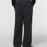 One Tuck Wide Corduroy Banding Pants [Dark Gray]