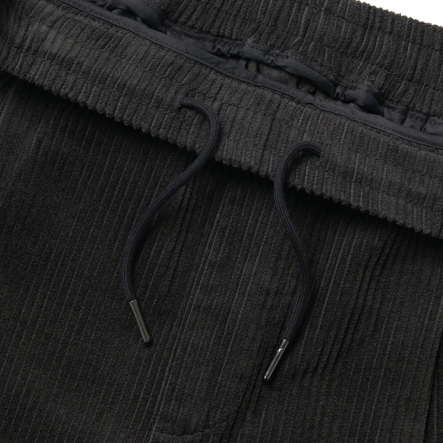 One Tuck Wide Corduroy Banding Pants [Dark Gray]