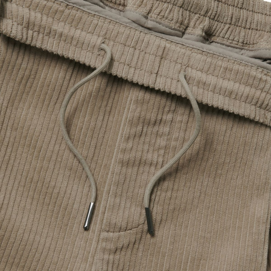 One Tuck Wide Corduroy Banding Pants [Beige]