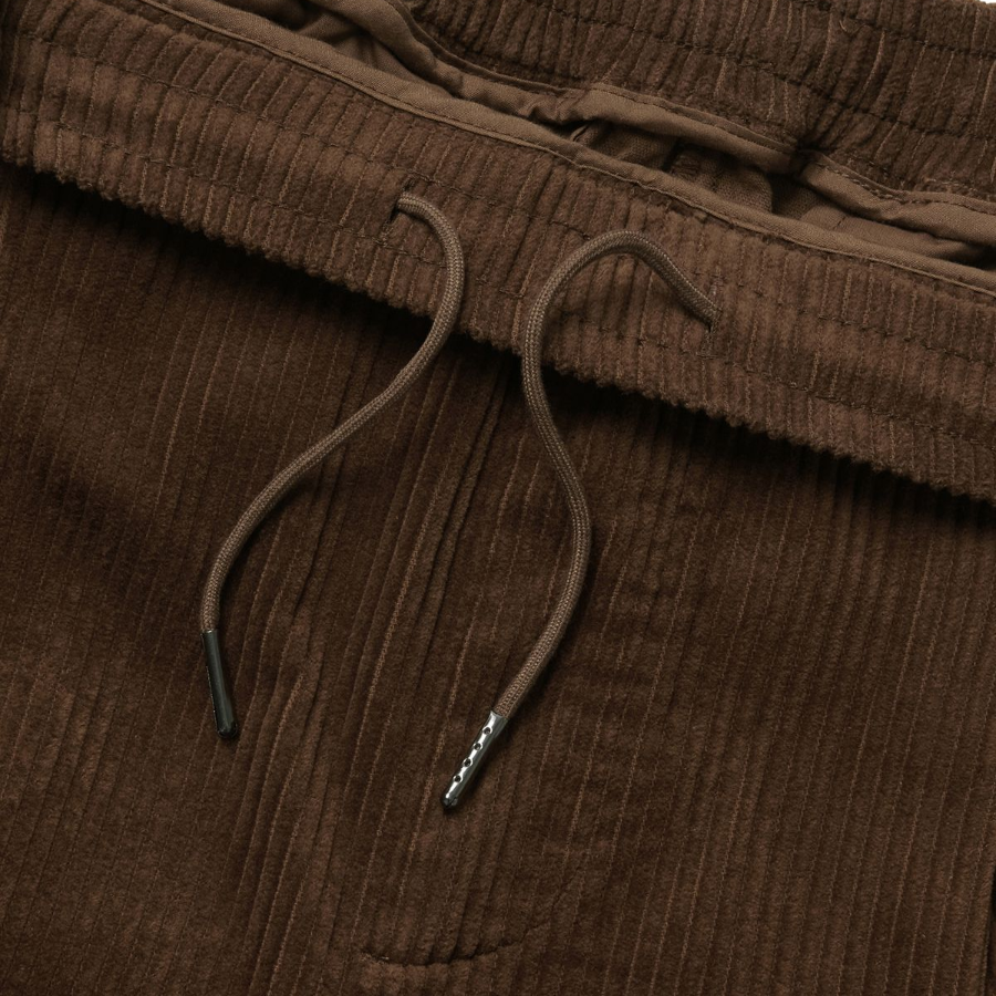 One Tuck Wide Corduroy Banding Pants [Brown]