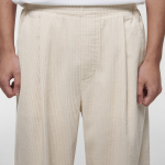 One Tuck Wide Corduroy Banding Pants [Cream]