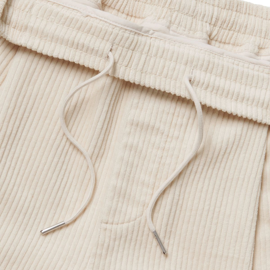 One Tuck Wide Corduroy Banding Pants [Cream]