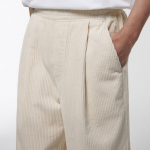 One Tuck Wide Corduroy Banding Pants [Cream]