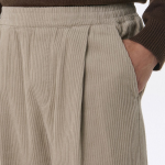 One Tuck Wide Corduroy Banding Pants [Light Beige]