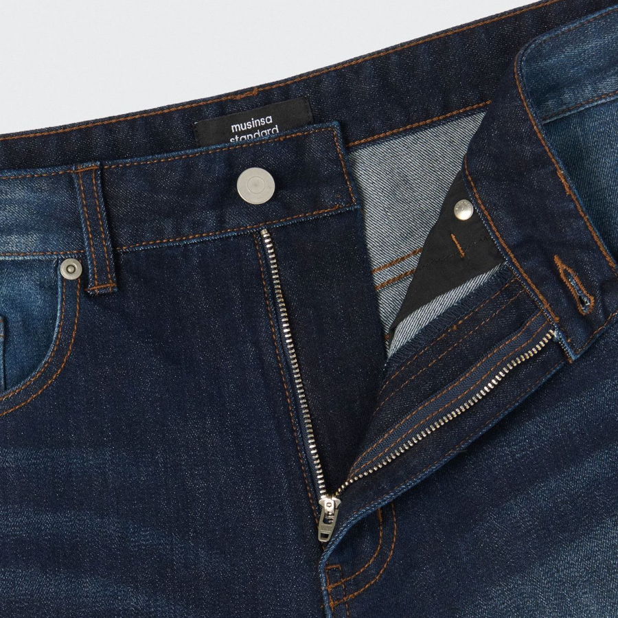 [Cooltandard] Big Brush Bermuda Denim Pants [Deep Indigo]