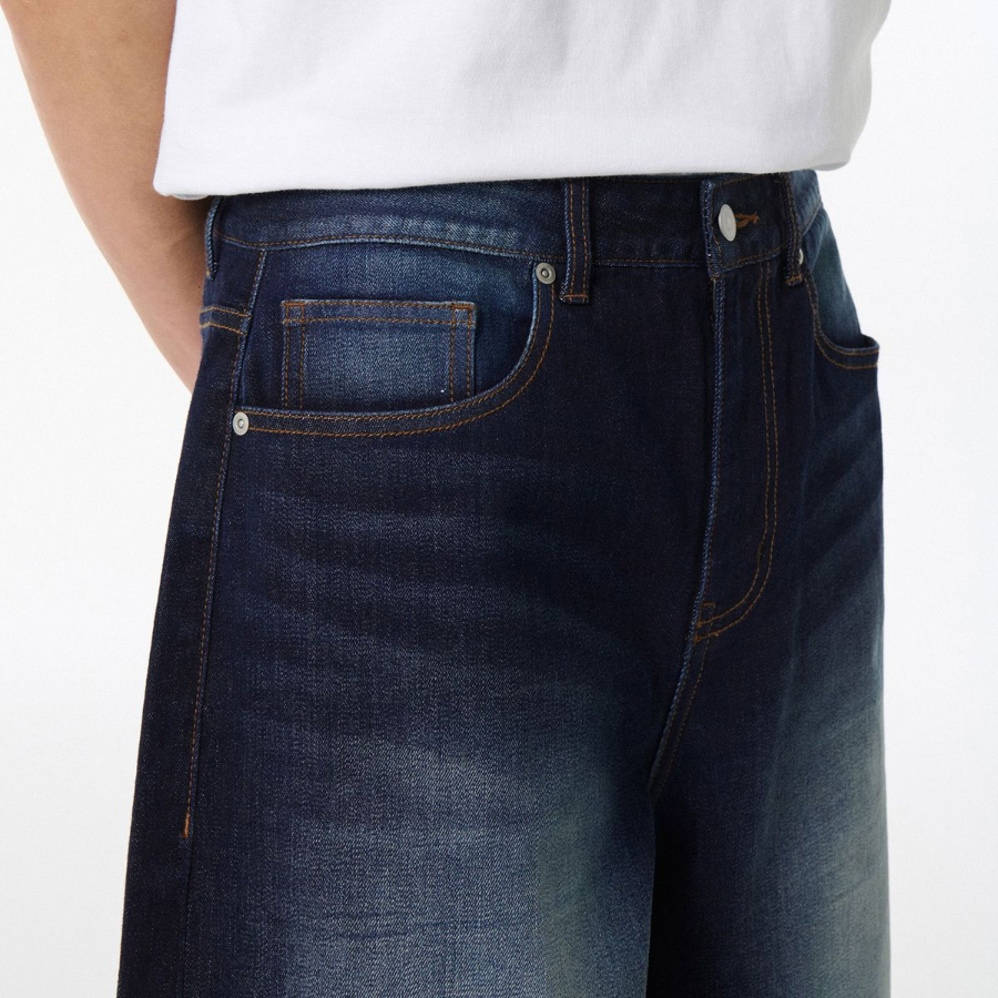 [Cooltandard] Big Brush Bermuda Denim Pants [Deep Indigo]