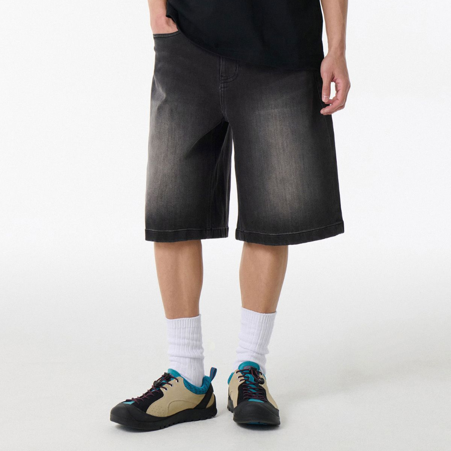 [Cooltandard] Big Brush Bermuda Denim Pants [Black]