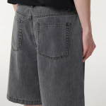 Linen Like Two-Tuck Wide Denim Shorts [Gray]
