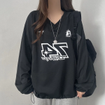 Windbreaker V-Neck String Contrast Sweatshirt