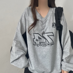 Windbreaker V-Neck String Contrast Sweatshirt