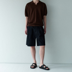 Linen Like Two-Tuck Wide Denim Shorts [Deep Indigo]