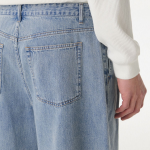 Linen Like Two-Tuck Wide Denim Shorts [Sky Blue]