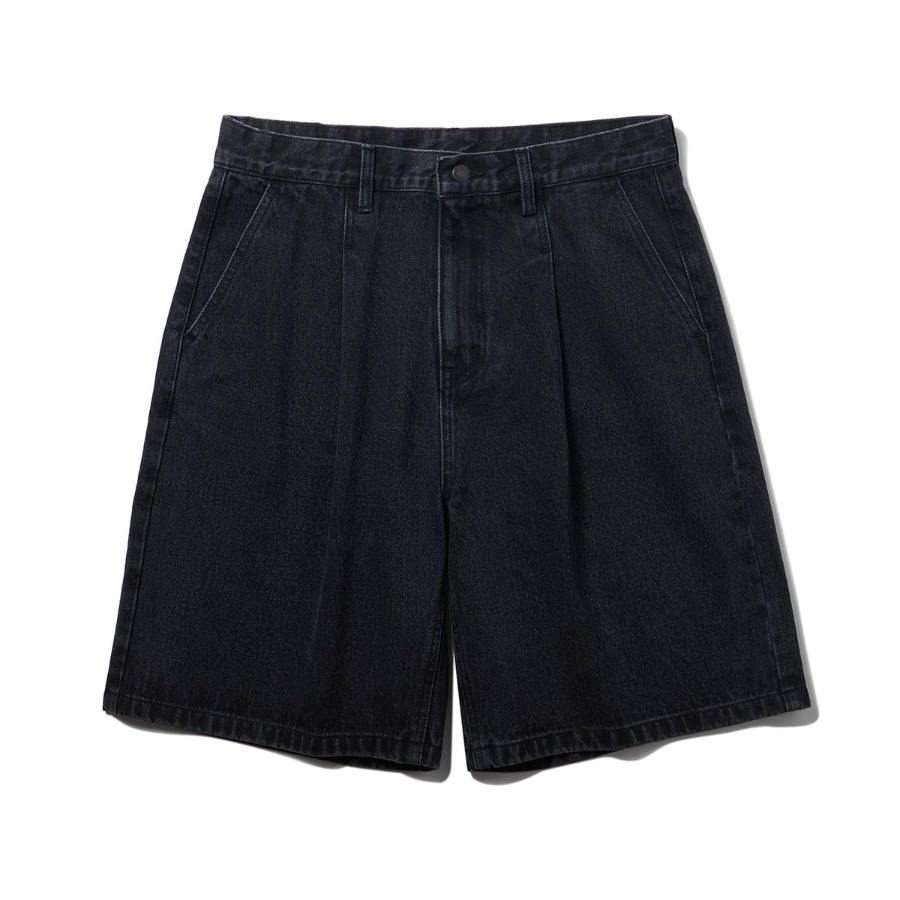 Wide Denim Half Pants [Dark Gray]