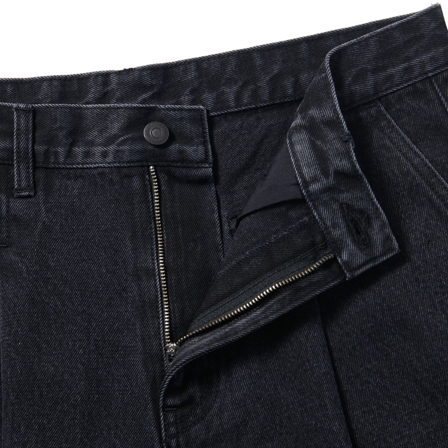 Wide Denim Half Pants [Dark Gray]