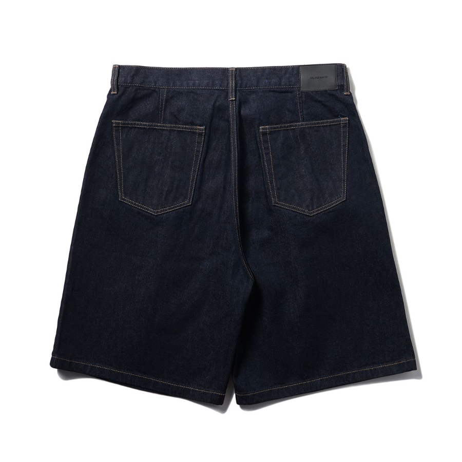 Wide Denim Half Pants [Dark Blue]