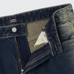 Side Brush Long Bermuda Denim Pants [Yellow Dark Blue]