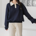 Loose Fit Dandy Collar Sweatshirt T-shirt