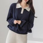 Loose Fit Dandy Collar Sweatshirt T-shirt