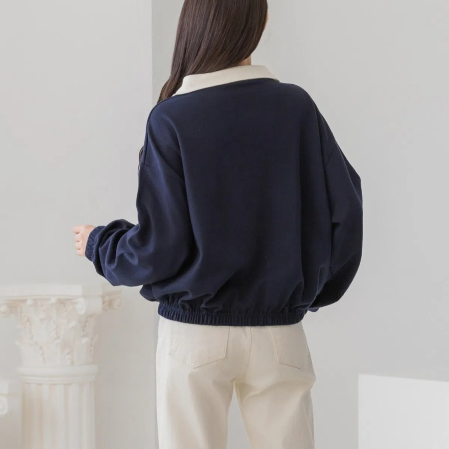 Loose Fit Dandy Collar Sweatshirt T-shirt