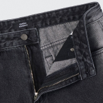 Side Brush Long Bermuda Denim Pants [Black]
