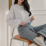 Loose Fit Waist String Crop Sweatshirt T-shirt