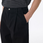 One Tuck Wide Denim Shorts [Black]