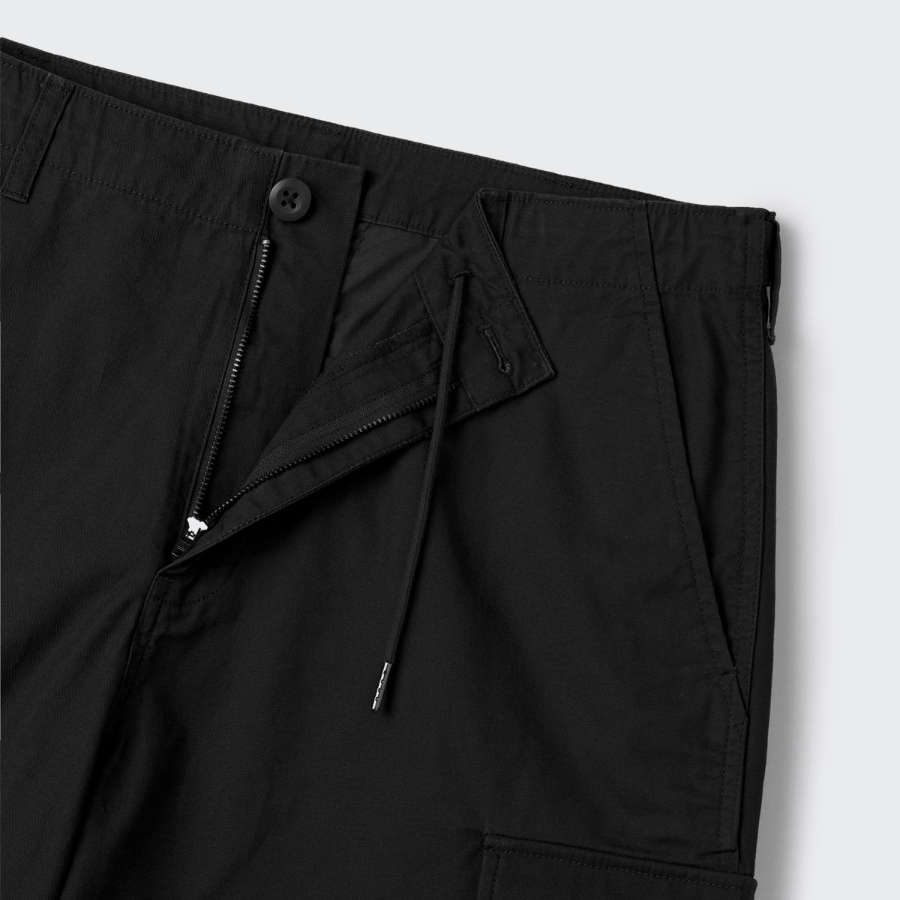 Cotton Wide Cargo Shorts [Black]