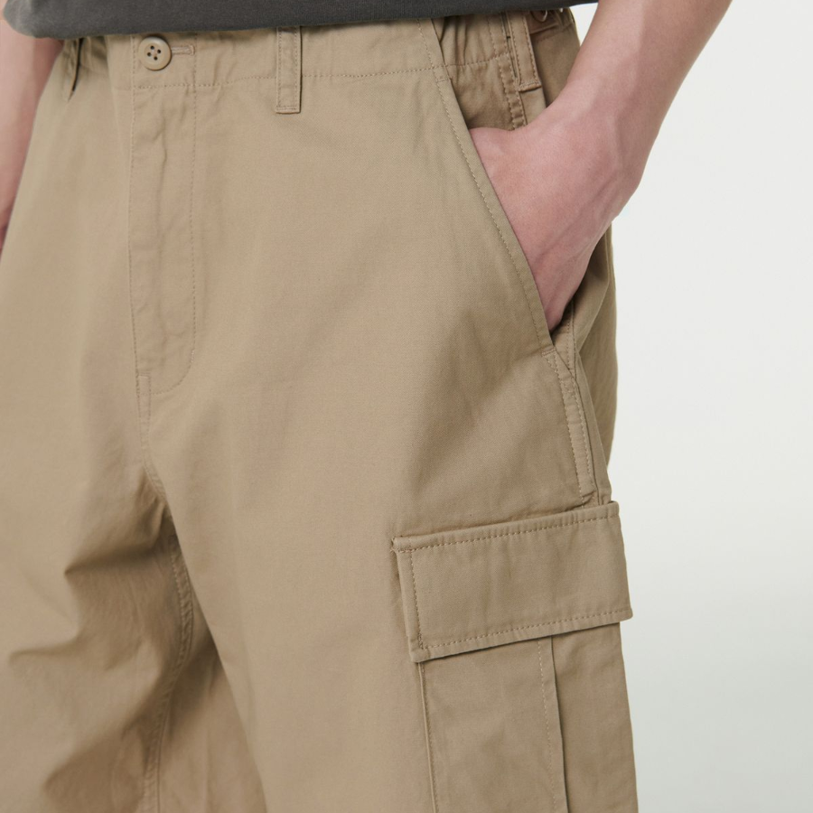 Cotton Wide Cargo Shorts [Beige]
