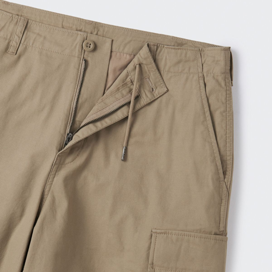 Cotton Wide Cargo Shorts [Beige]
