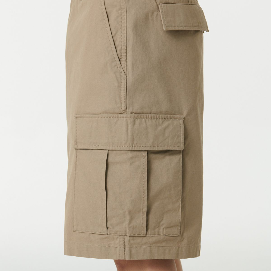 Cotton Wide Cargo Shorts [Beige]