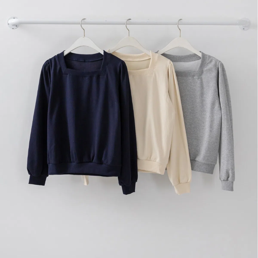 Loose Fit Square Neck Sweatshirt