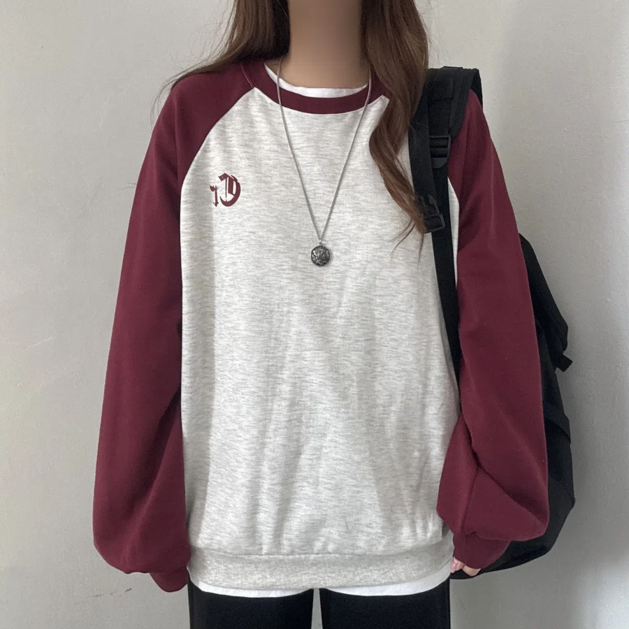 Lettering Contrast Sweatshirt T-shirt