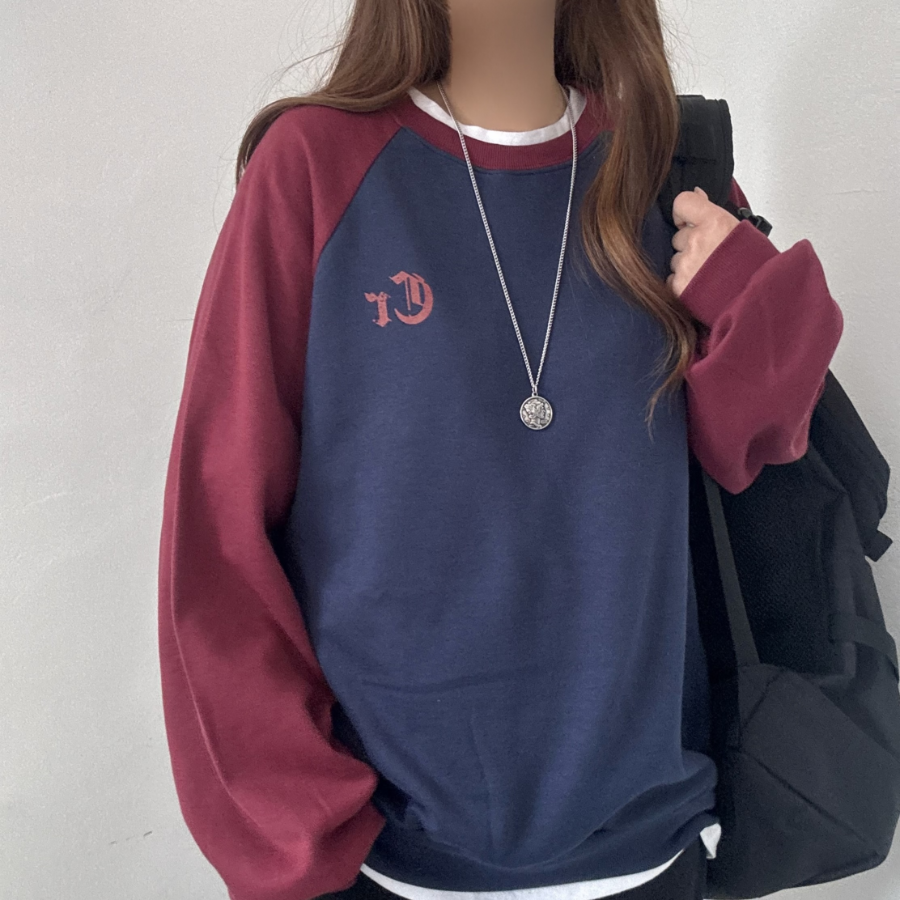 Lettering Contrast Sweatshirt T-shirt