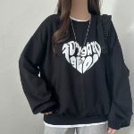 Oversized Heart Printing Sweatshirt T-shirt
