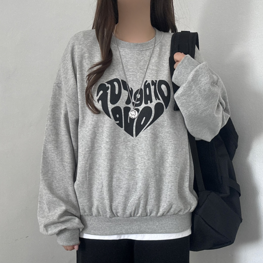 Oversized Heart Printing Sweatshirt T-shirt